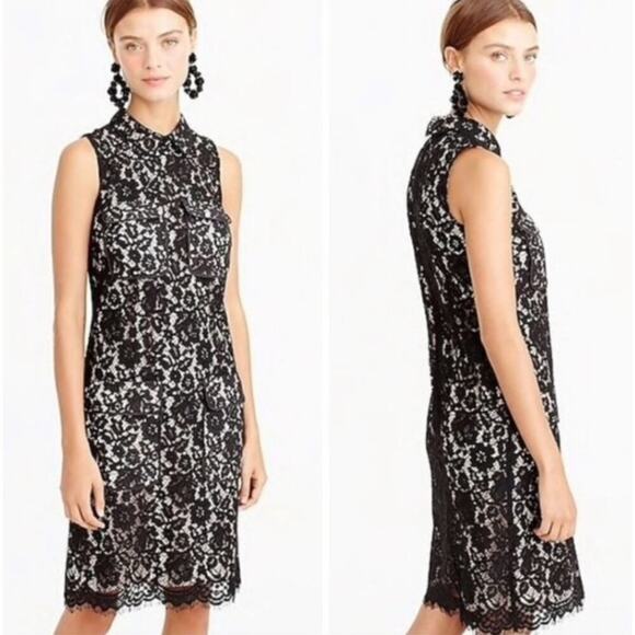J.Crew sz 00 black Lace peter pan collar mini Dress - Picture 1 of 8